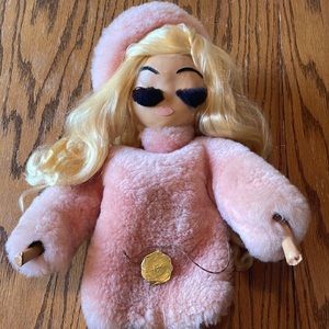 VINTAGE EXTREMELY RARE REUGE MUSIC BOX CILLY-DOLL HAND MADE LEATHER DOLL